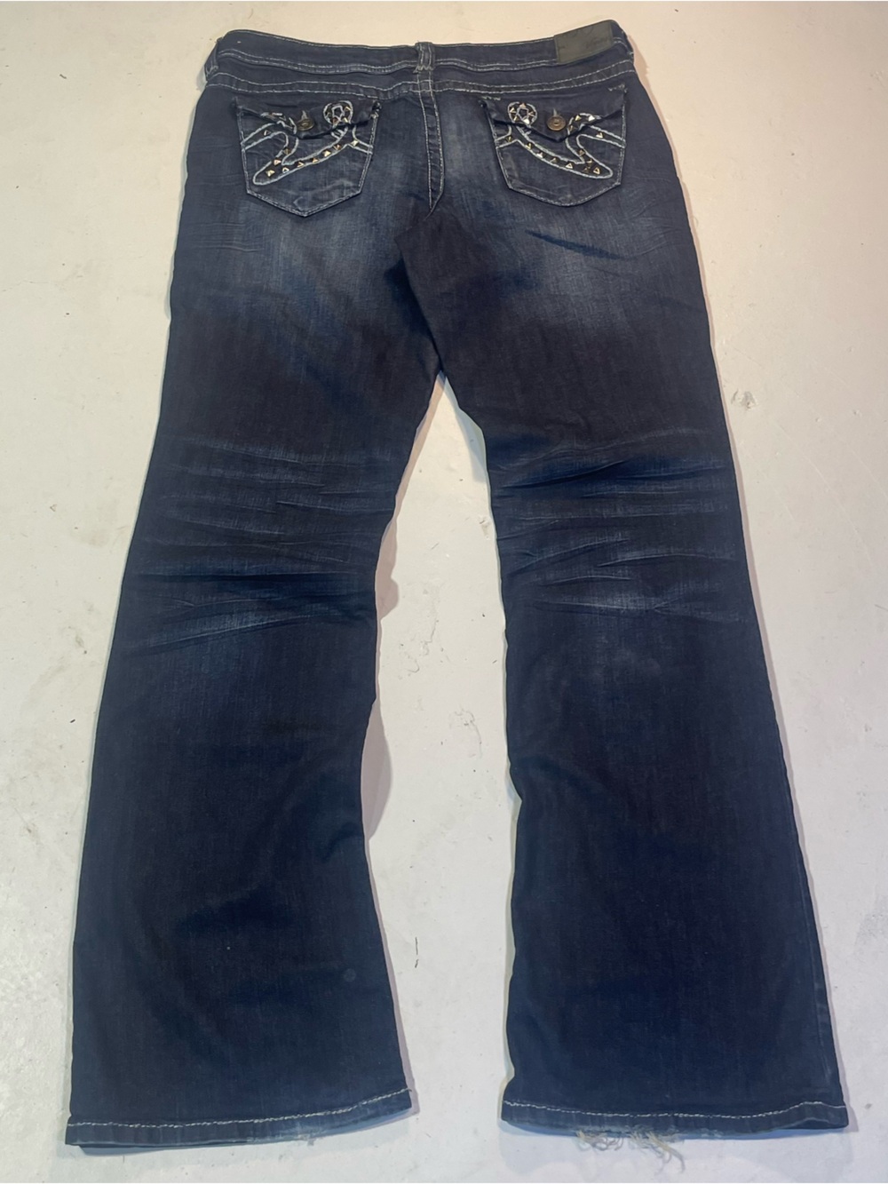 Vanity Dark Indigo Bootcut Jeans with Embroidered Back Pockets